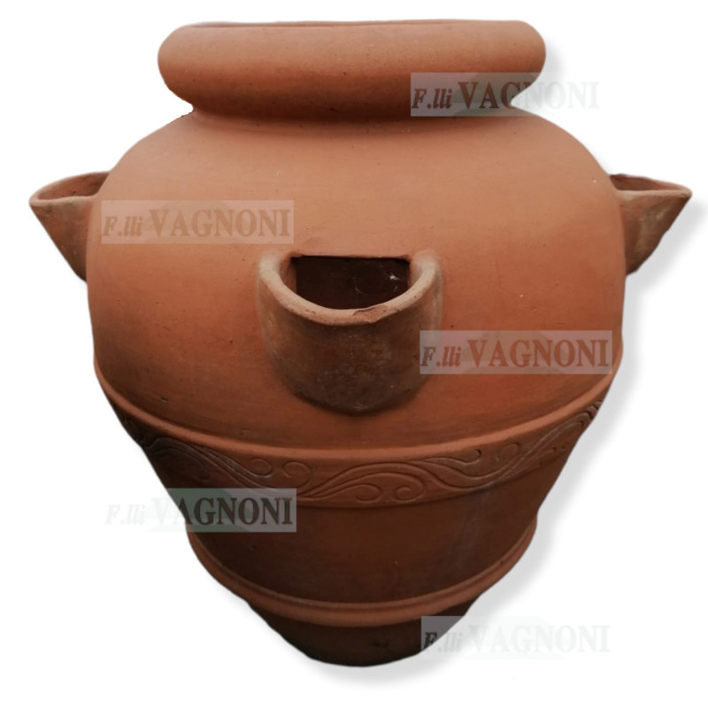 ANFORA ORCIO TOSCANO IN TERRACOTTA CON TASCHE CM. 90